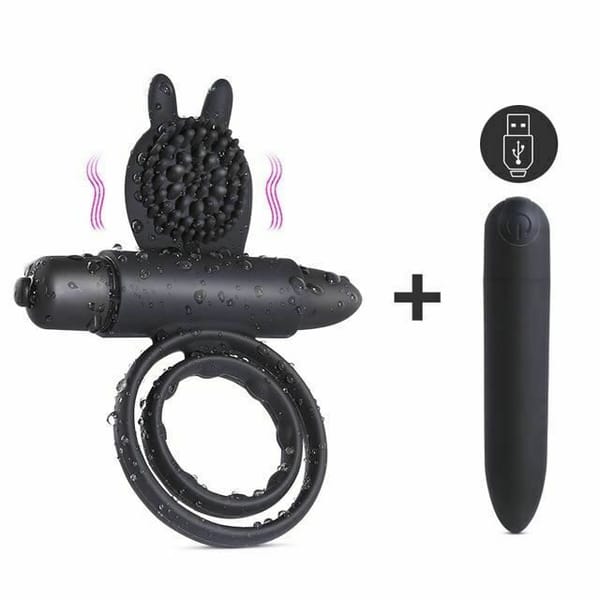 House of Dasein Vibrating Double Cock Ring Black House of Dasein