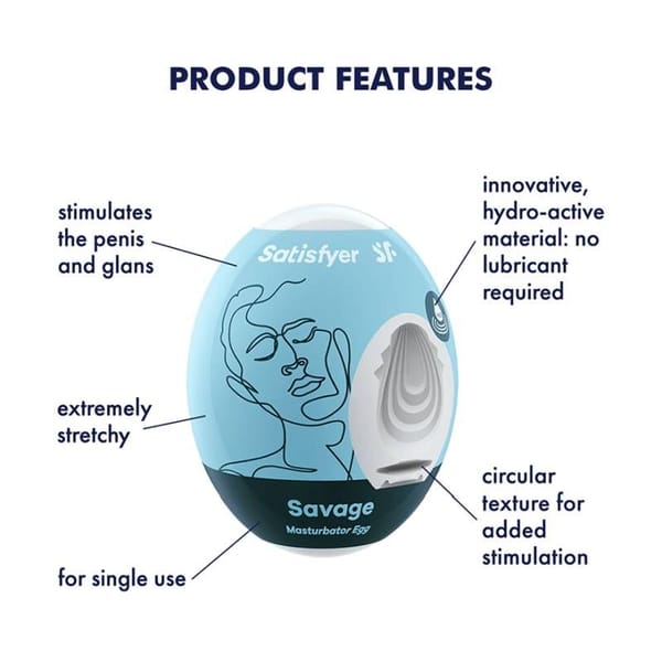 Satisfyer Masturbator Egg Savage Textured Sleeve Secondary image