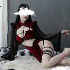House Of Dasein Dark Midnight Red Velvet Witch Lingerie Costume Red House of Dasein