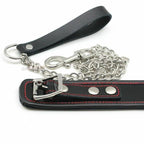 House of Dasein Genuine Leather Bondage Collar With Chain Black House of Dasein