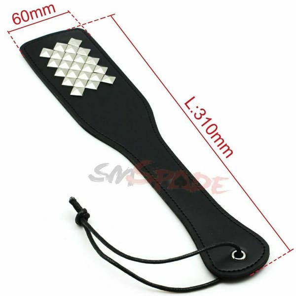 House of Dasein Studded Faux Leather Spanking Paddle Black House of Dasein