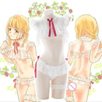 House Of Dasein Chiffon Student Lace Naughty Sexy Costume Lingerie Set Red