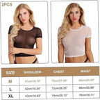 Sheer Lace Lingerie Set With Short Sleeves Black White M LOVVA