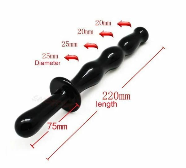 House of Dasein Double Ended Glass Dildo & Anal Beads Black House of Dasein