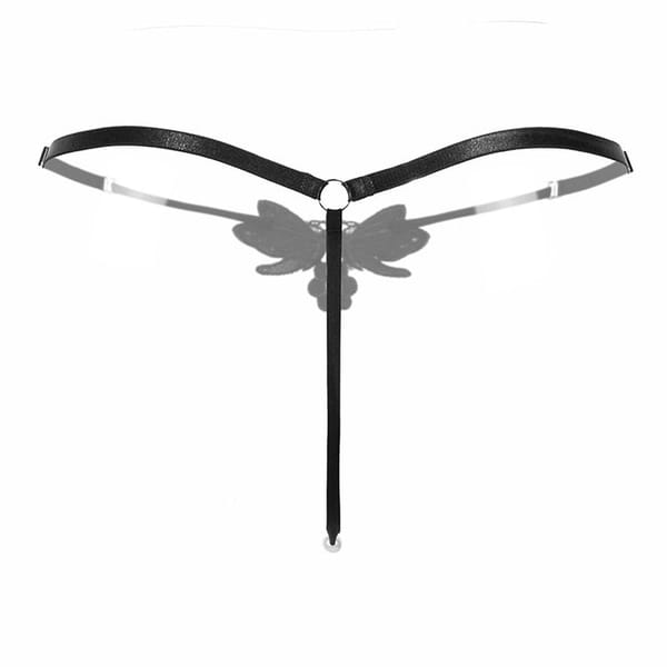 Adjustable Low Waist Lace Thong Black Free Size LOVVA