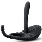 House Of Dasein Black Vibrating Cock Ring Anal Beads Butt Plug Clitoral Stimulator Couples Vibrator Black House of Dasein