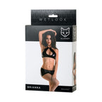Glossy Brianna Wetlook Lingerie Set Black Large Glossy