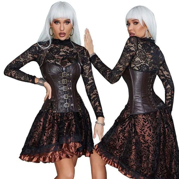 House Of Dasein Steampunk Bustier Corset Coffee S Secondary image