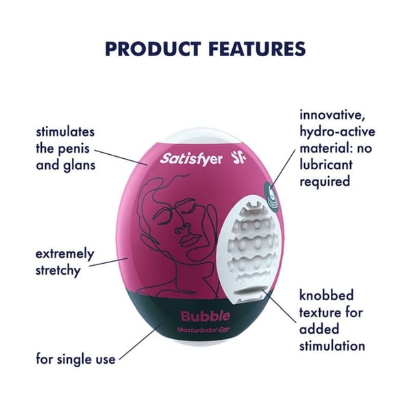 Satisfyer Masturbator Egg Bubble Textured Sleeve Secondary image