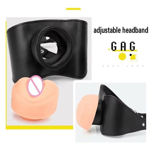 House Of Dasein Bondage Belt Latex Mouth Gag With Flexible Dildo Plug BDSM Restraint House of Dasein