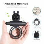 House of Dasein Vibrating Double Cock Ring Black House of Dasein