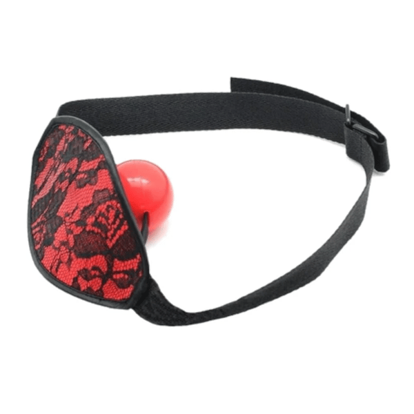 House of Dasein Lace Ball Gag Mask Red House of Dasein