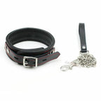 House of Dasein Genuine Leather Bondage Collar With Chain Black House of Dasein