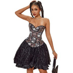 House Of Dasein Skull Print Corset House of Dasein