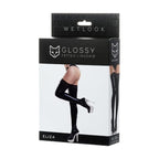 Glossy Eliza Wetlook Stockings With Lace Insert Black XL Glossy
