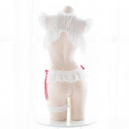 House Of Dasein Chiffon Student Lace Naughty Sexy Costume Lingerie Set Red