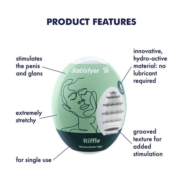 Satisfyer Masturbator Egg Riffle Textured Sleeve Secondary image