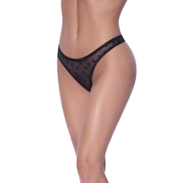 Exposed Lingerie High Waist Micro Star Thong Black Queen Secondary image