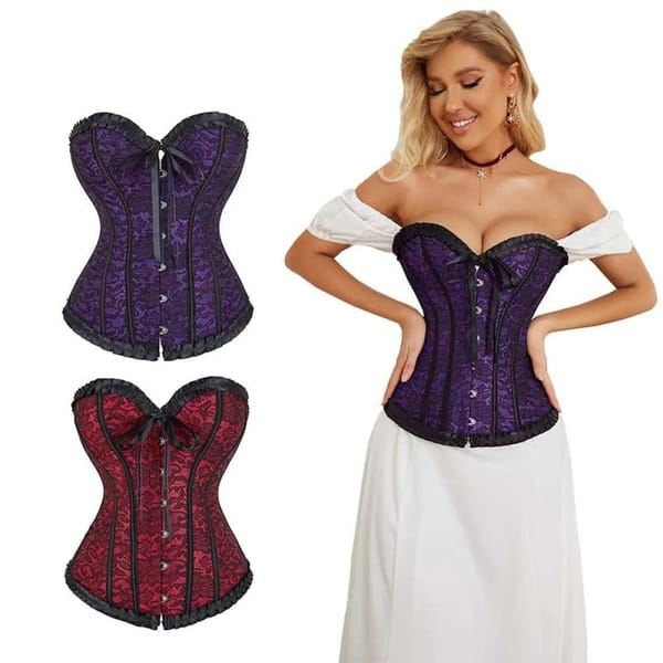 House Of Dasein Floral Lace Overbust Corset Purple S House of Dasein
