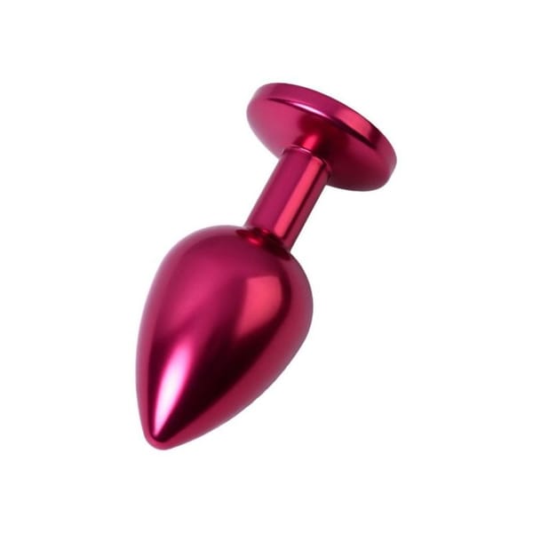 Metal Red Metal Anal Plug With Black Crystal Medium Secondary image