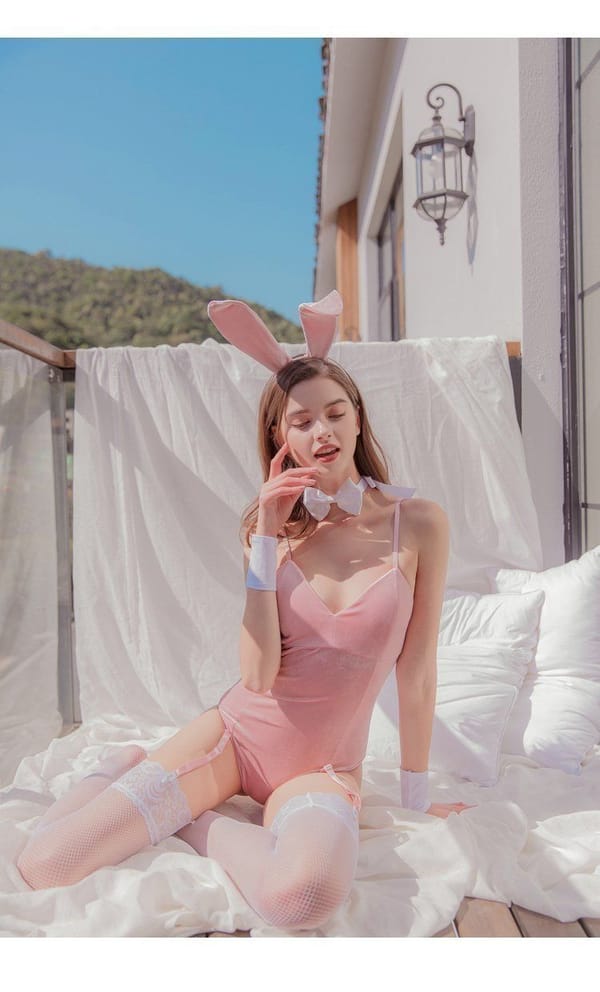 House Of Dasein Velvet Bunny Costume Pink House of Dasein