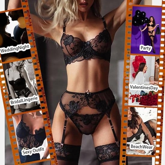 Floral Lace Lingerie Set With Back Detail S LOVVA