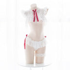 House Of Dasein Chiffon Student Lace Naughty Sexy Costume Lingerie Set Red