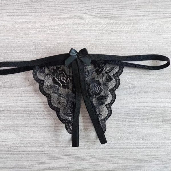 Yunfangyan Lace Bow Crotch T Panties Pink Free Size LOVVA