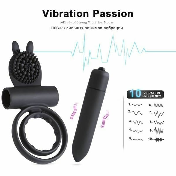 House of Dasein Vibrating Double Cock Ring Black House of Dasein