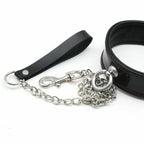 House of Dasein Genuine Leather Bondage Collar With Chain Black House of Dasein