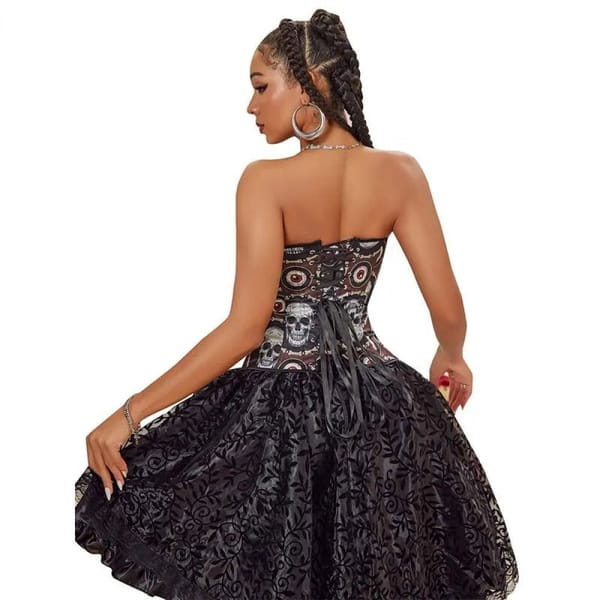 House Of Dasein Skull Print Corset House of Dasein