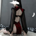 House Of Dasein Dark Midnight Red Velvet Witch Lingerie Costume Red House of Dasein