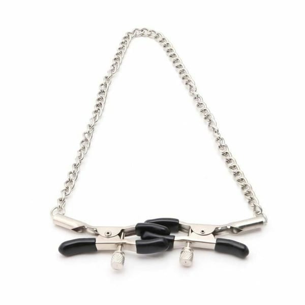 House of Dasein Metal Nipple Clamps With Chain Black House of Dasein