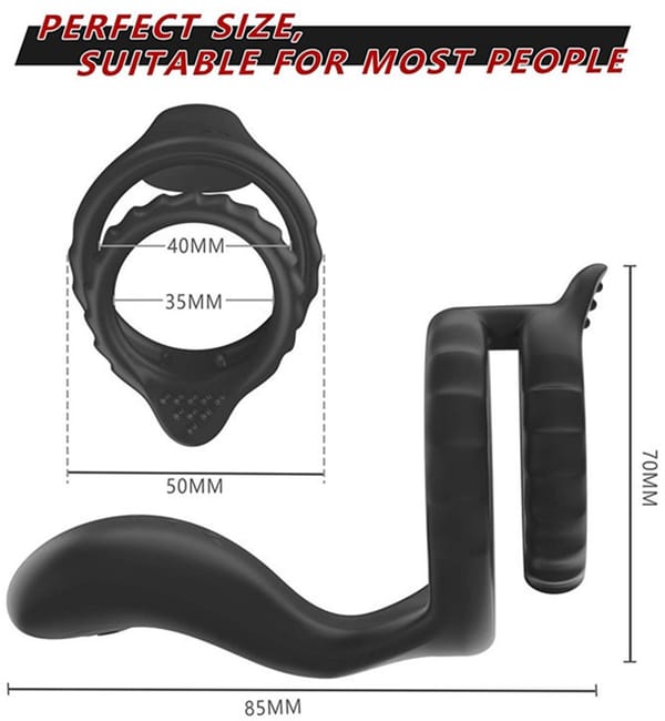 Silicone Vibrating Cock Ring With Ball Stretcher Secondary image