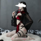 House Of Dasein Dark Midnight Red Velvet Witch Lingerie Costume Red House of Dasein