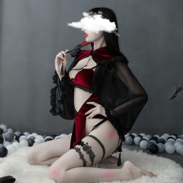 House Of Dasein Dark Midnight Red Velvet Witch Lingerie Costume Red House of Dasein