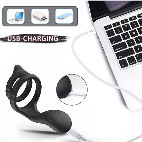 Silicone Vibrating Cock Ring With Ball Stretcher LOVVA