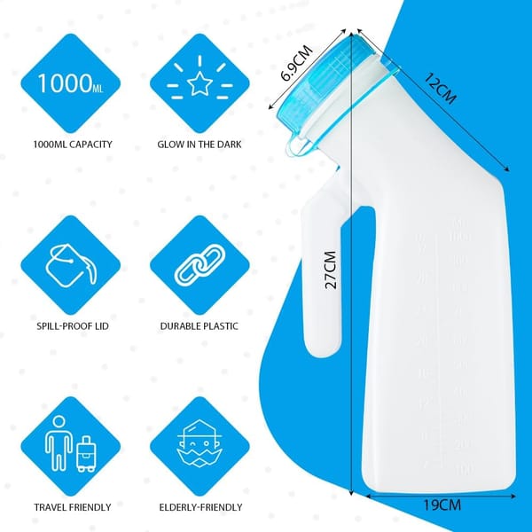 Portable Urinal Bottle For Men 1000ml Blue LOVVA