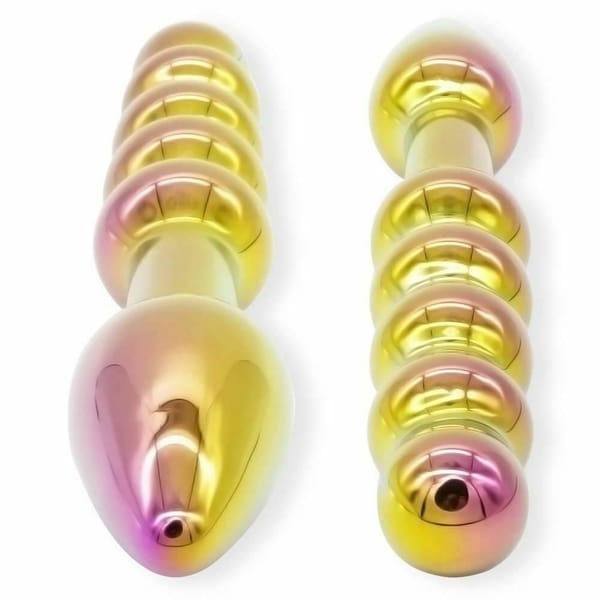 House of Dasein Double Ended Glass Anal Beads Dildo Gold 18 cm House of Dasein