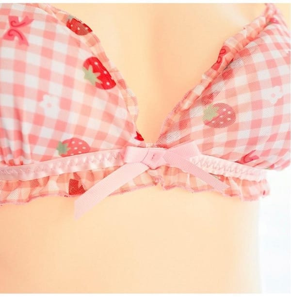 House Of Dasein Strawberry Plaid Lingerie Set House of Dasein