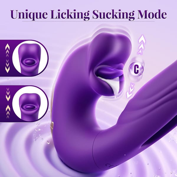 3 in 1 Tongue Licking G Spot Vibrator Purple LOVVA