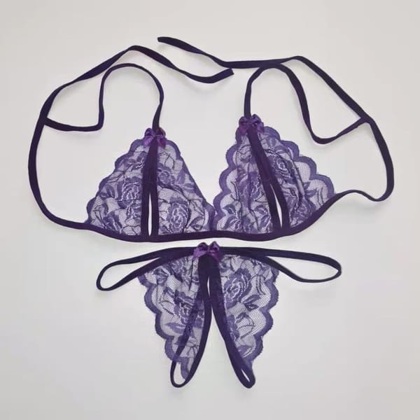Yunfangyan Lace Bow Crotch T Panties Pink Free Size Secondary image
