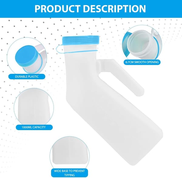 Portable Urinal Bottle For Men 1000ml Blue LOVVA