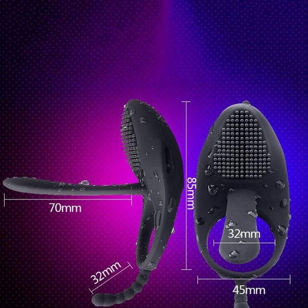 House Of Dasein Black Vibrating Cock Ring Anal Beads Butt Plug Clitoral Stimulator Couples Vibrator Black House of Dasein