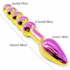 House of Dasein Double Ended Glass Anal Beads Dildo Gold 18 cm House of Dasein