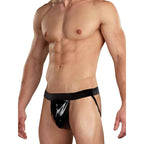Male Power Wet Look Faux Leather Mens Jock Black Male Power