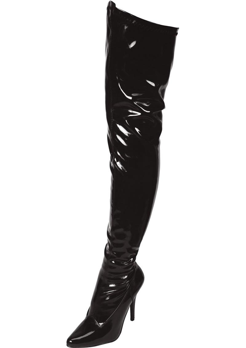 Lapdance Black Pointed Toe Thigh High Boot 3 inches Heel Xgen Products Main image