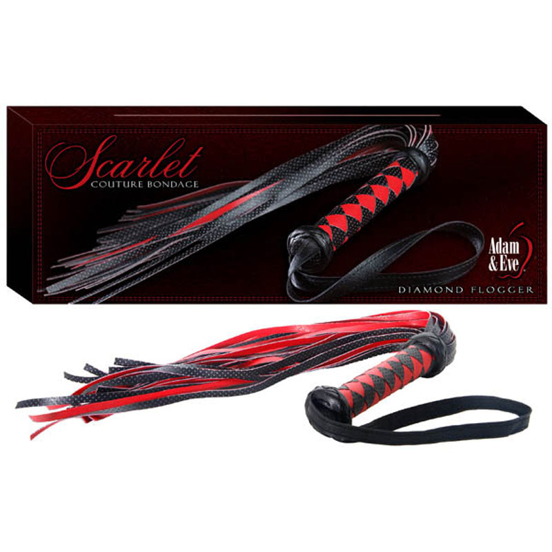 Adam & Eve Scarlet Couture Diamond Flogger Whip Red / Black