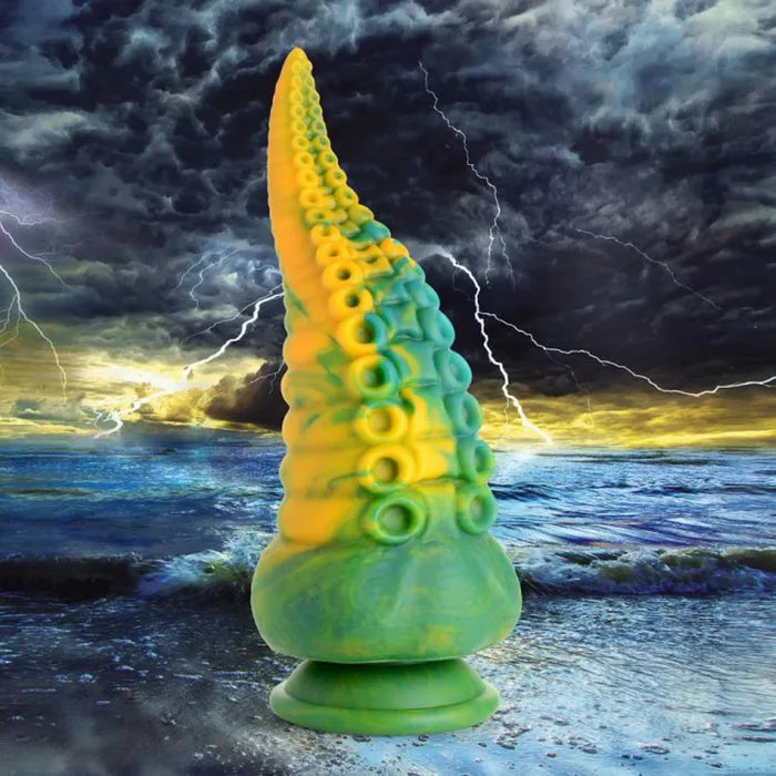 XR Brands Creature Cocks Monstropus Tentacled Monster Silicone Fantasy Dildo 21.6cm Green / Yellow Secondary image