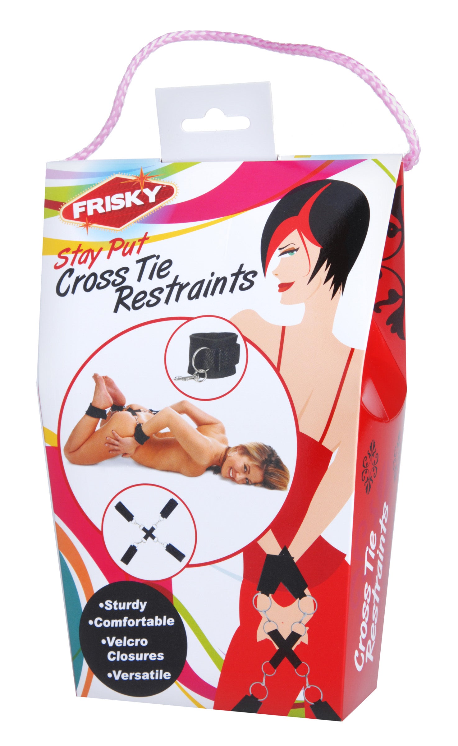 XR Brands Frisky Stay Put Cross BDSM Play Tie Restraints